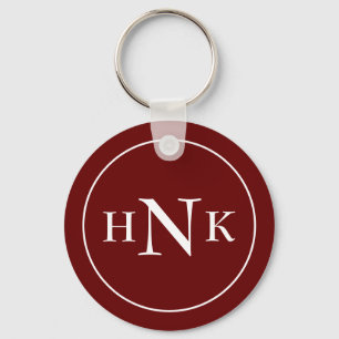 Classic Monogram Initials Red Key Ring