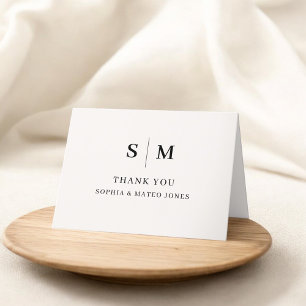 Classic Monogram Ivory Wedding Thank You Card