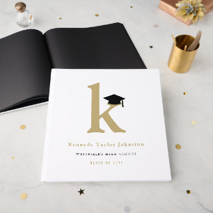 Classic Monogram K And Graduation Cap Grad Party Guest Book