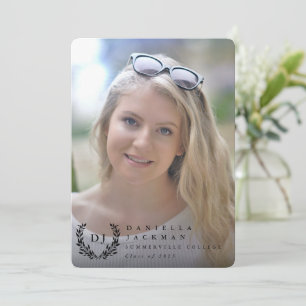 Classic Monogram/Laurel Wreath 2 Photo Graduation Announcement