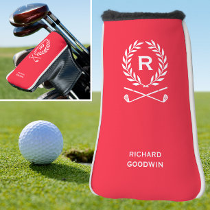 Classic Monogram Laurel Wreath Red Putter Golf Head Cover
