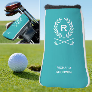 Classic Monogram Laurel Wreath Turquoise Putter Golf Head Cover