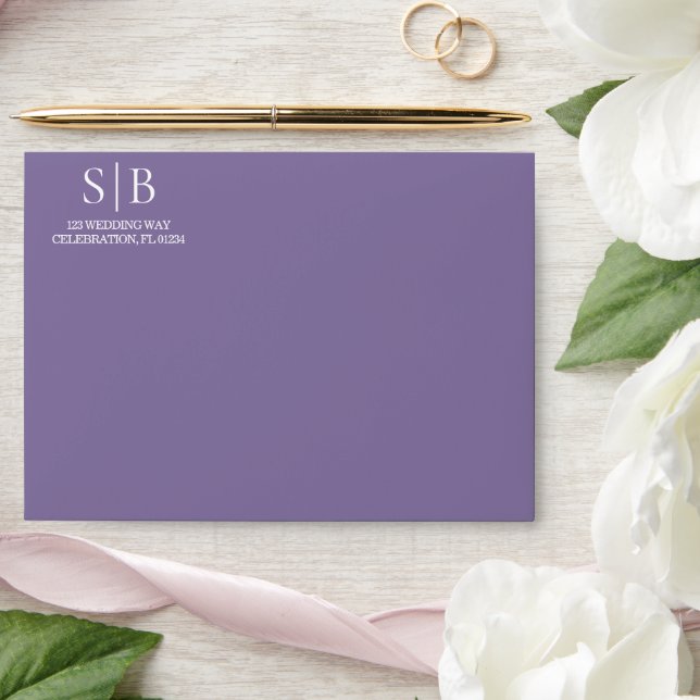 Classic Monogram Lavender Wedding Envelope (Wedding)