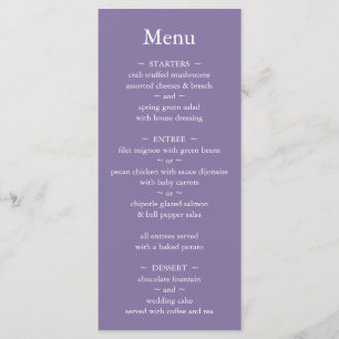 Classic Monogram Lavender Wedding Menu