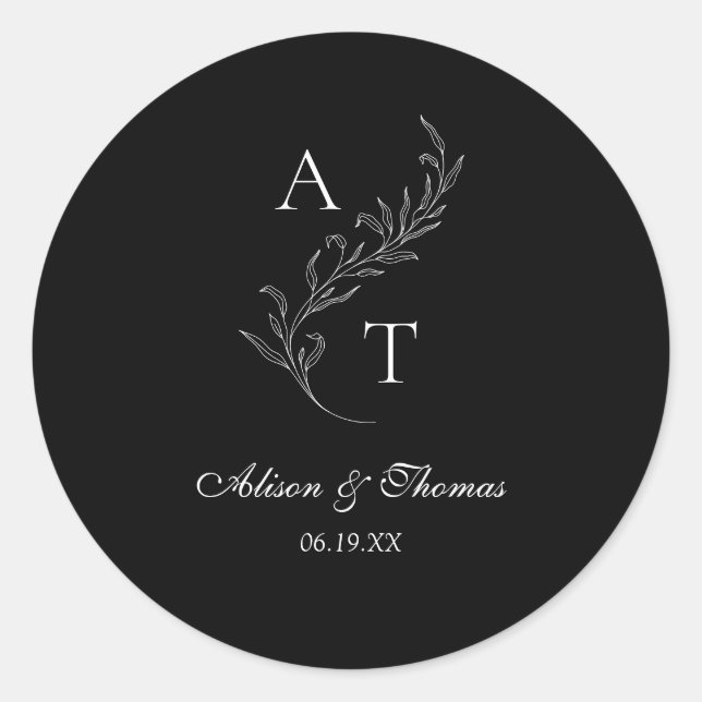 Classic Monogram Leaf Wedding Envelope Seal (Front)