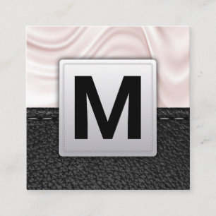 Classic Monogram   Leather Background Square Busin Square Business Card