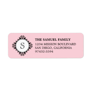 Classic monogram letter custom pink return address