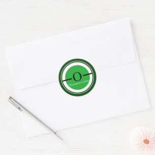 Classic Monogram Letter O Green Round Envelope Sea Sticker