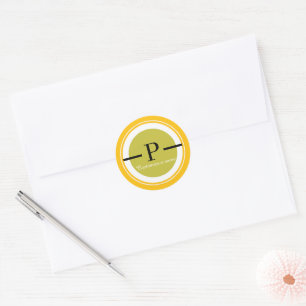 Classic Monogram Letter P Yellow Round Envelope Se Sticker