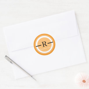 Classic Monogram Letter R Orange Round Envelope Se Sticker