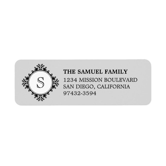 Classic monogram letter smoke grey return address (Front)