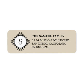 Classic monogram letter taupe return address