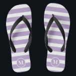 Classic Monogram Lilac Purple and White Stripes  F Flip Flops<br><div class="desc">Classic Lilac purple and White Stripe Monogram Flip Flops</div>
