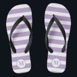 Classic Monogram Lilac Purple and White Stripes  Flip Flops<br><div class="desc">Classic Lilac purple and White Stripe Monogram Flip Flops</div>