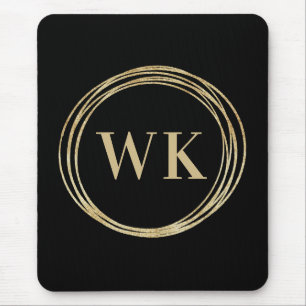 Classic Monogram Logo Black Gold Business Mouse Mat