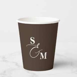 Classic Monogram Modern Ampersand Wedding Paper Cups