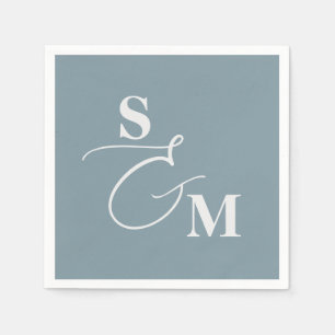 Classic Monogram Modern Script Ampersand Wedding Napkin