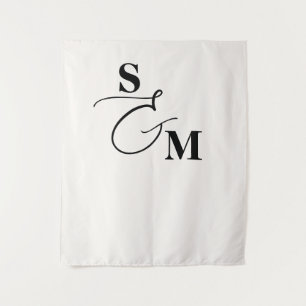 Classic Monogram Modern Script Ampersand Wedding Tapestry