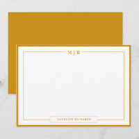 Classic Monogram Mustard Yellow Border Stationery