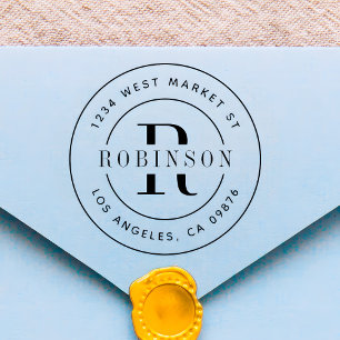 Classic Monogram Name & Round Return Address Self-inking Stamp