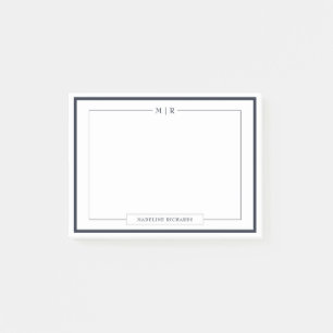 Classic Monogram Navy Blue Border Stationery Post-it Notes
