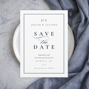 Classic Monogram Non Photo Navy Blue Wedding Save The Date
