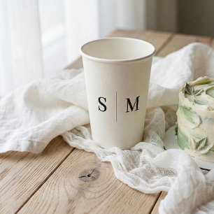 Classic Monogram Off Whitr Paper Cups