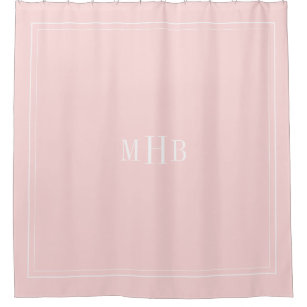 Classic Monogram on Petal Pink Custom Colour Shower Curtain