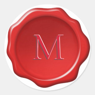 Classic Monogram on Red Wax Seal Sticker