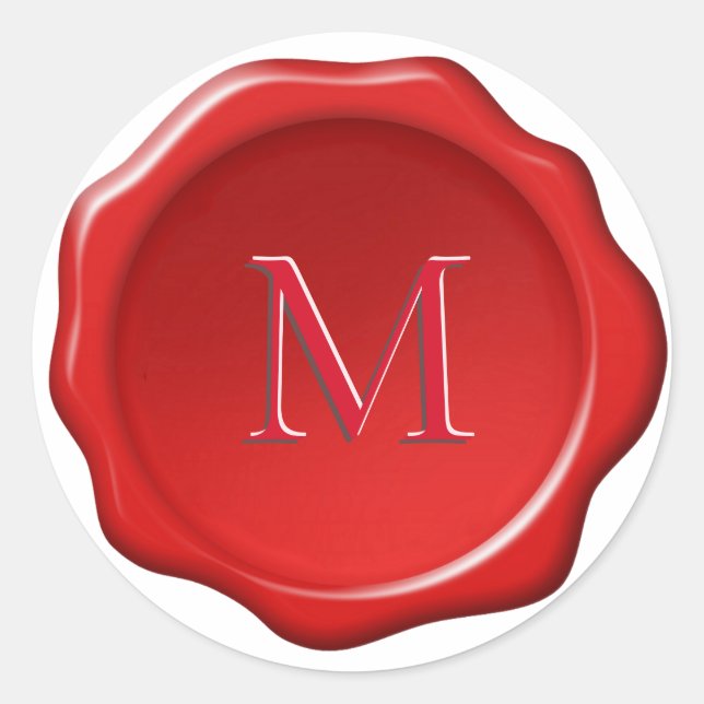 Classic Monogram on Red Wax Seal Sticker (Front)