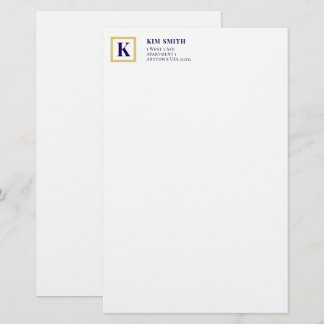 Classic Monogram Personalised Stationery | Gold &