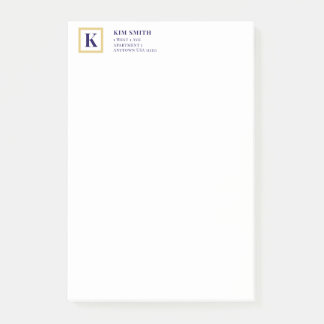 Classic Monogram Personalised Stationery | Gold & Post-it Notes