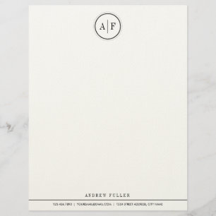 Classic Monogram Personalized Letterhead