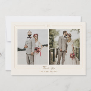 Classic Monogram Photo Wedding Thank You Card