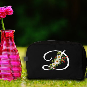 Classic monogram red white flower mother gift dopp kit