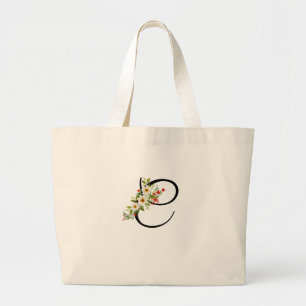 Classic monogram red white flower mother gift large tote bag