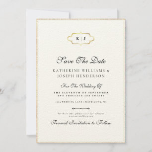CLASSIC MONOGRAM ROMANTIC CALLIGRAPHY SAVETHE DATE INVITATION