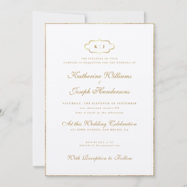 CLASSIC MONOGRAM & ROMANTIC CALLIGRAPHY WEDDING INVITATION (Front)