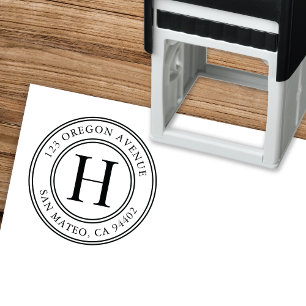 Classic Monogram Round Return Address Self-inking Stamp