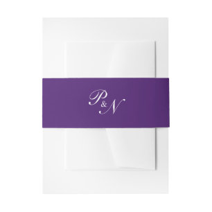 Classic Monogram Royal Purple Elegant Wedding Invitation Belly Band