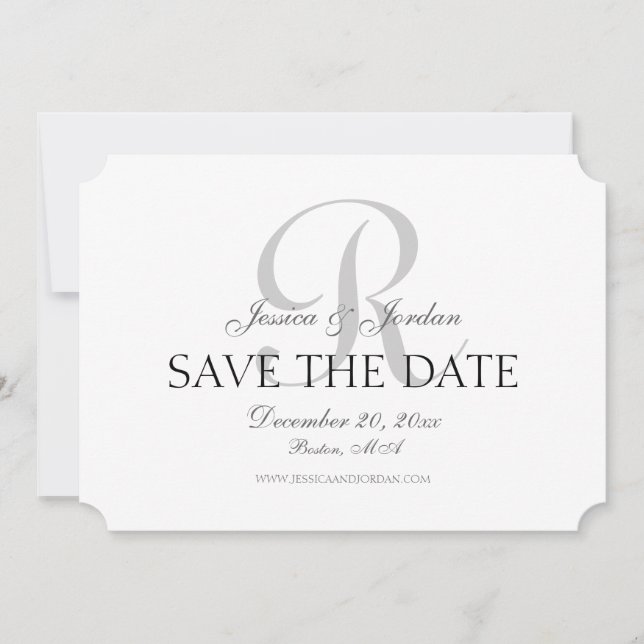 Classic Monogram Save the Date Announcement (Front)