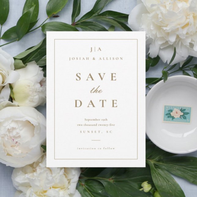 Classic Monogram Save the Date Invitation (Classic and elegant wedding monogram save the date announcement card.)