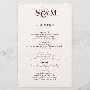 Classic Monogram Script Ampersand Wedding Menu