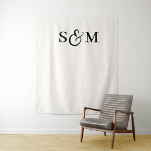 Classic Monogram Script Ampersand Wedding Tapestry