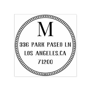 Classic Monogram Seal Round Return Address Rubber  Rubber Stamp