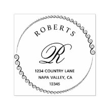 Classic Monogram Serif Name and Return Self-inking