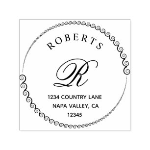 Classic Monogram Serif Name and Return Self-inking Stamp