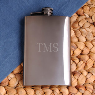 Classic Monogram Slim 8 oz. Gunmetal Steel Flask