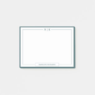 Classic Monogram Smoke Green Border Stationery Post-it Notes