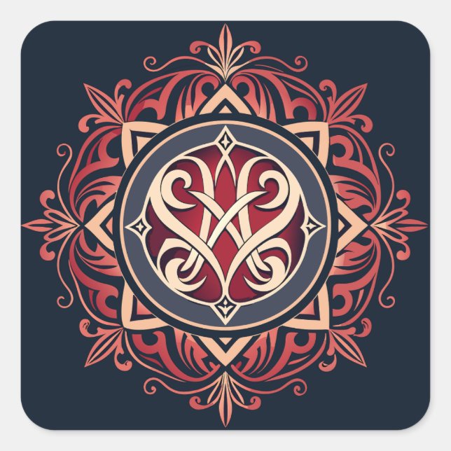 Classic Monogram Square Sticker (Front)